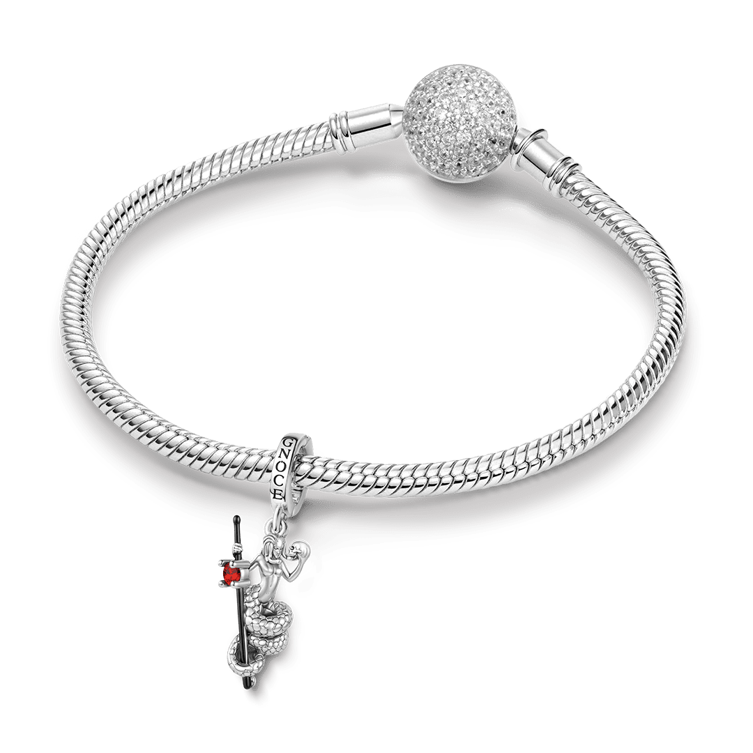 Gnoce Halloween Medusa Skull Dark Clasp Dangle Charm Platinum-plated Silver Blend_3