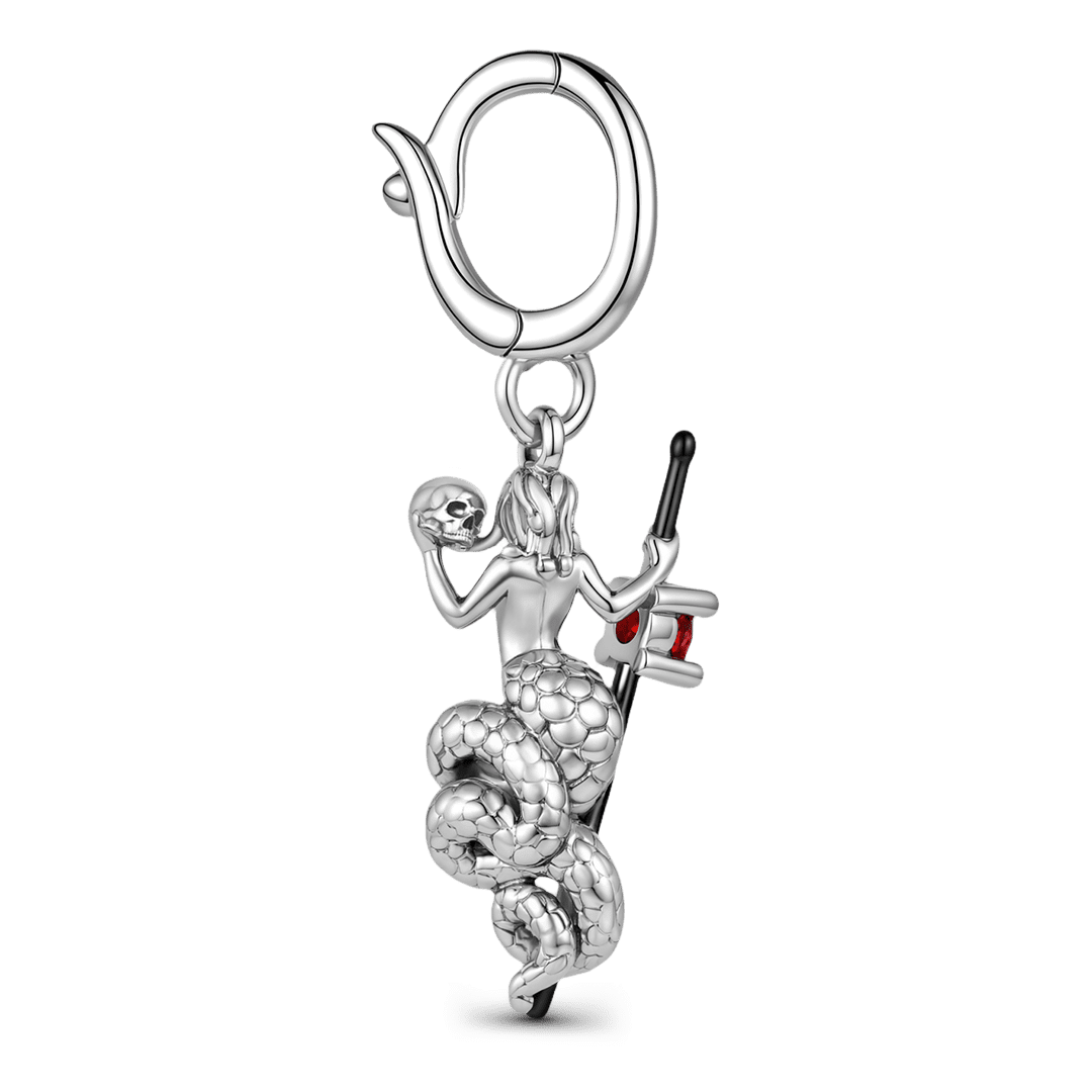 Gnoce Halloween Medusa Skull Dark Clasp Dangle Charm Platinum-plated Silver Blend_5
