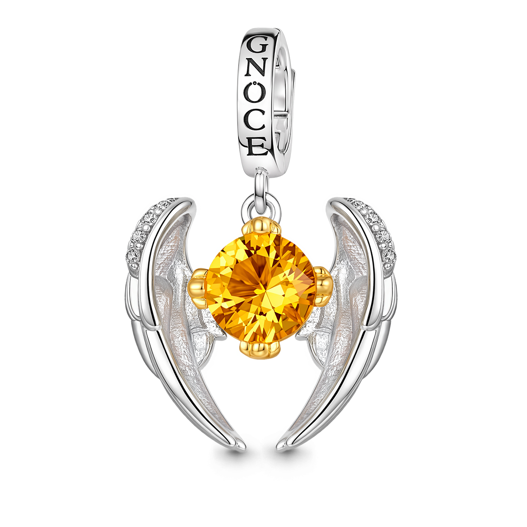Gnoce Movable Wings Clasp Dangle Charm Platinum-plated Silver Blend_2