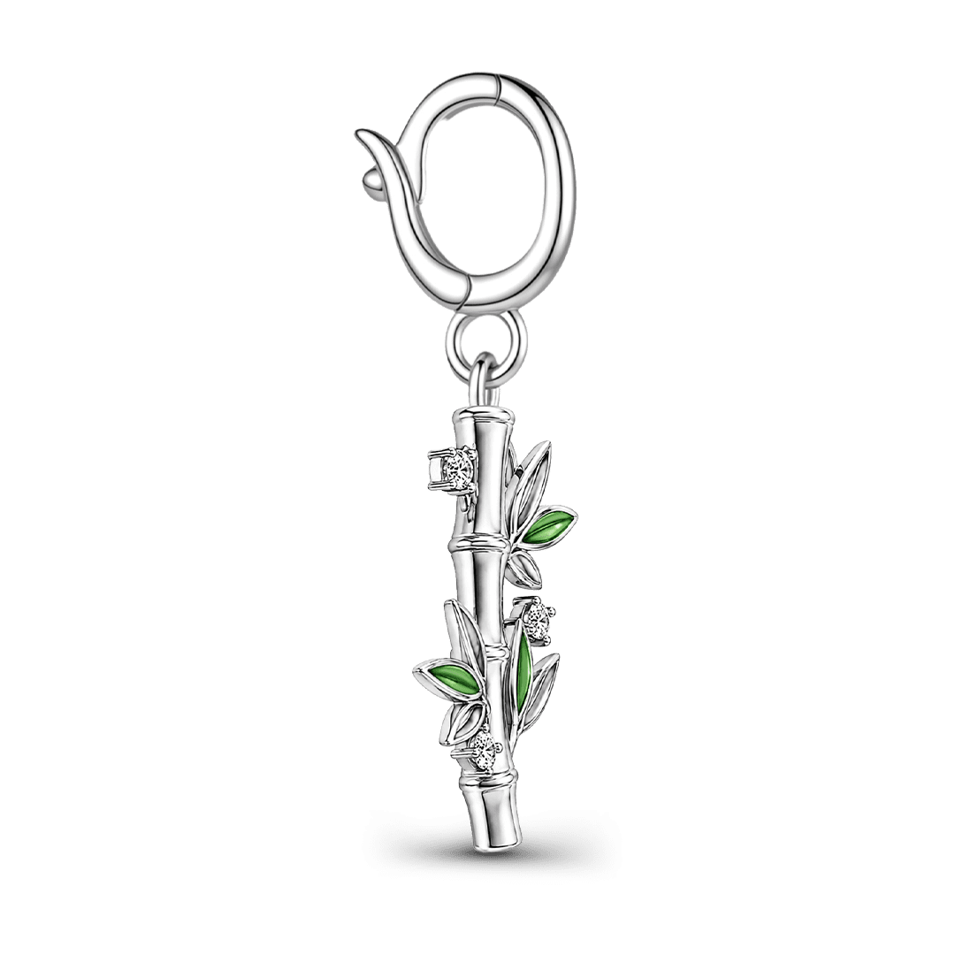 Gnoce Unbroken Bamboo Clasp Dangle Charm Platinum-plated Silver Blend_5