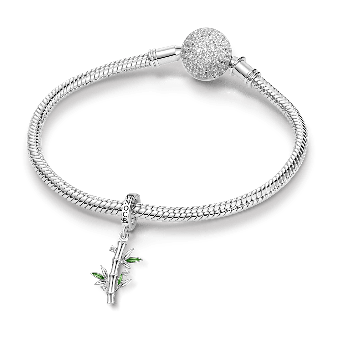 Gnoce Unbroken Bamboo Clasp Dangle Charm Platinum-plated Silver Blend_3