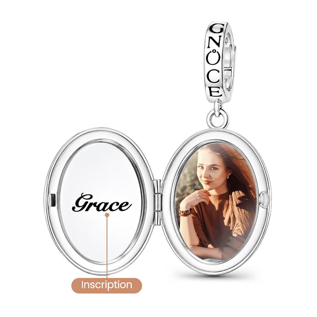 Gnoce Glow-in-the-dark Temptress Datura Personalised Locket Clasp Dangle Charm Platinum-plated Silver Blend_2