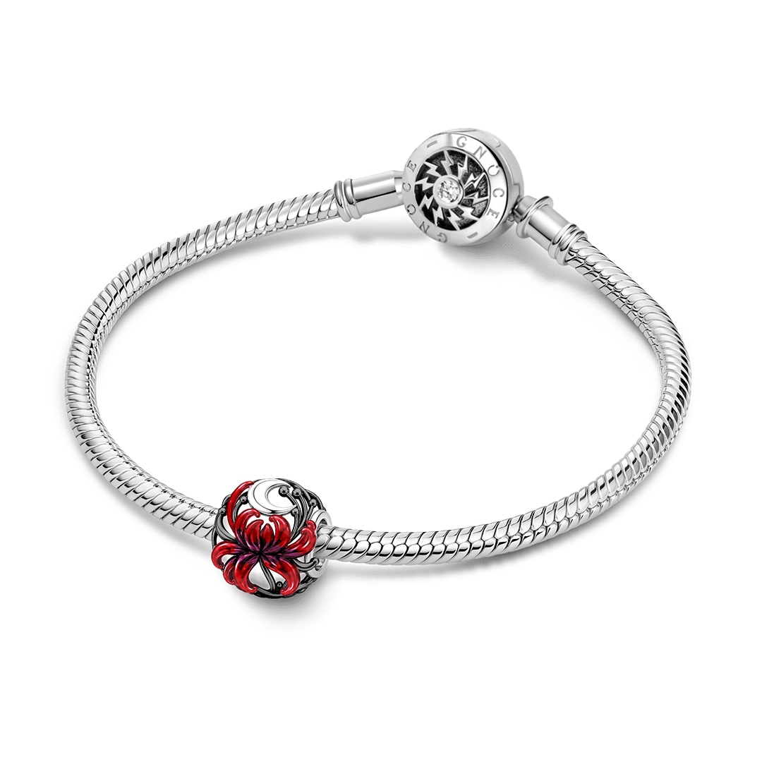 Gnoce Glow-in-the-dark Forbidden Red Spider Lily Bead Platinum-plated Silver Blend_4