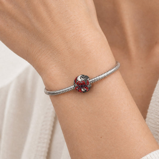 Gnoce Glow-in-the-dark Forbidden Red Spider Lily Bead Platinum-plated Silver Blend_3