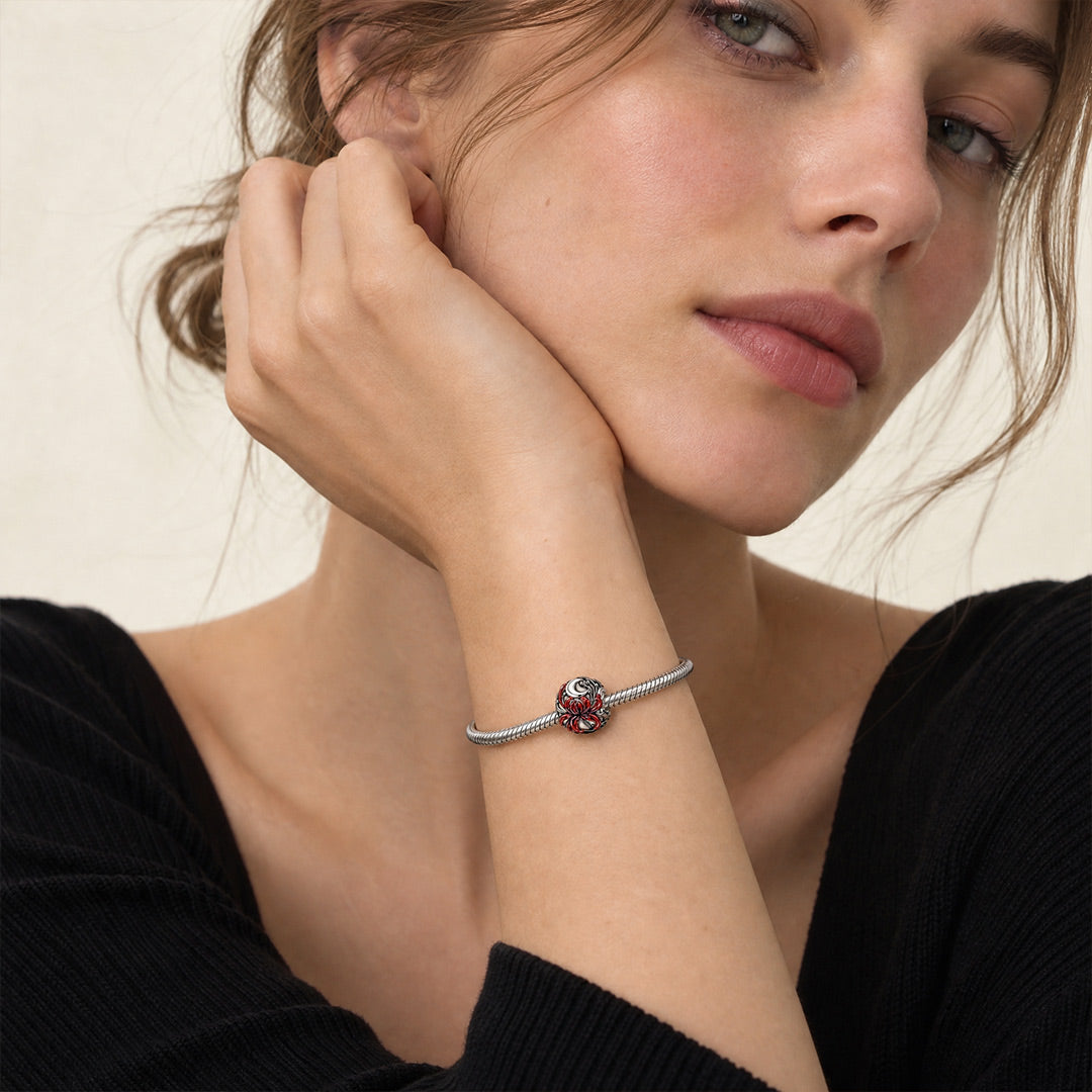 Gnoce Glow-in-the-dark Forbidden Red Spider Lily Bead Platinum-plated Silver Blend_5