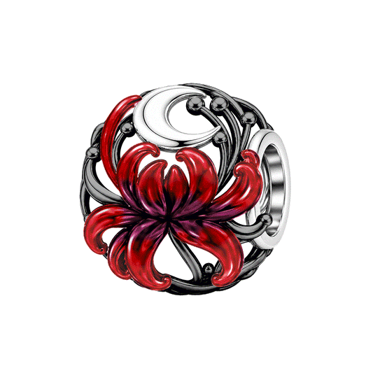 Gnoce Glow-in-the-dark Forbidden Red Spider Lily Bead Platinum-plated Silver Blend_1