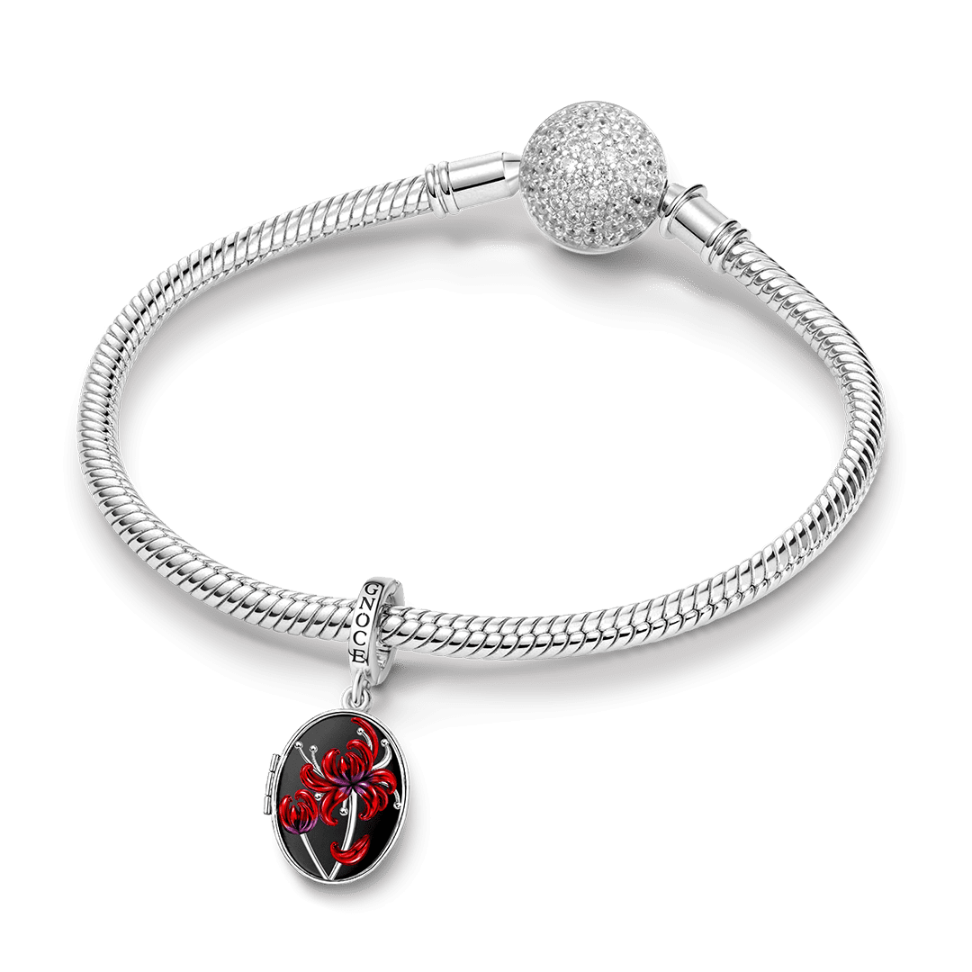 Gnoce Glow-in-the-dark Forbidden Red Spider Lily Personalised Clasp Dangle Charm Platinum-plated Silver Blend_5