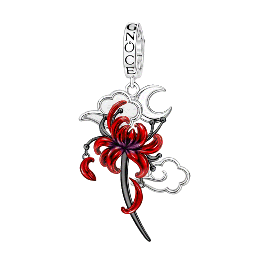 Gnoce Glow-in-the-dark Forbidden Red Spider Lily Dangle Charm Platinum-plated Silver Blend_1