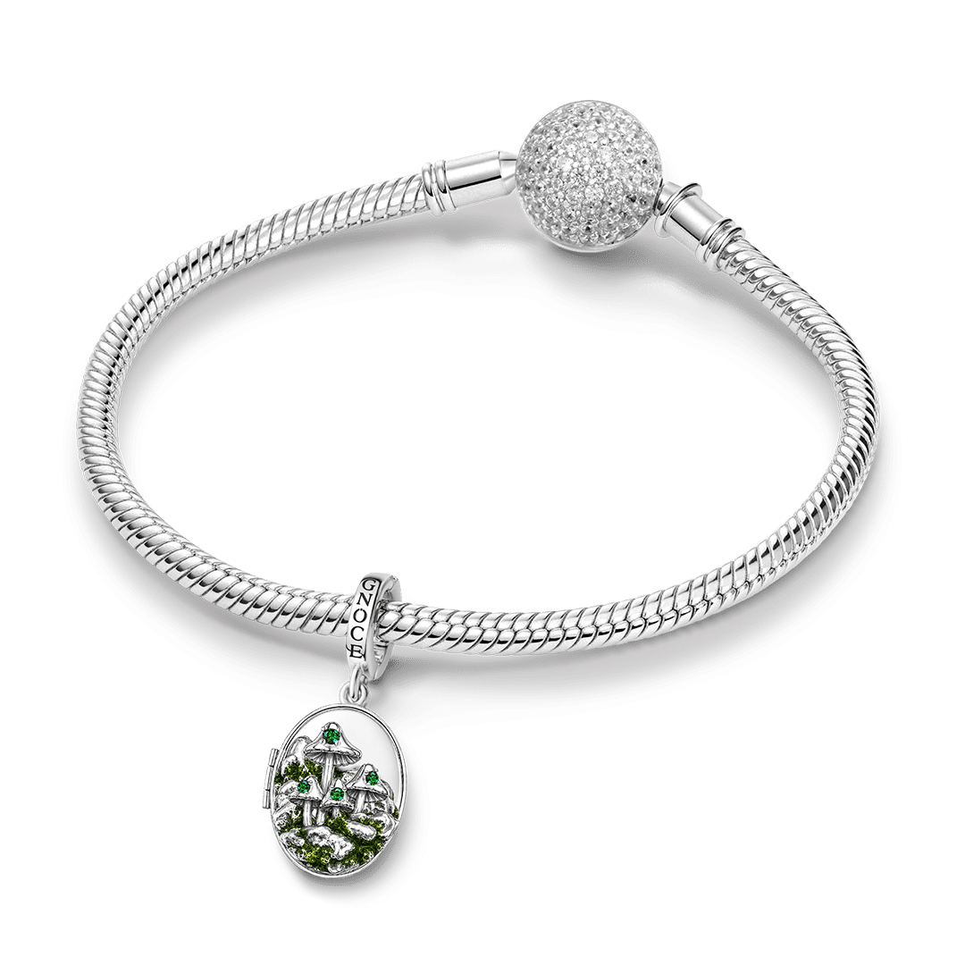 Gnoce The Unseen Moss Personalised Locket Clasp Dangle Charm Platinum-plated Silver Blend_4
