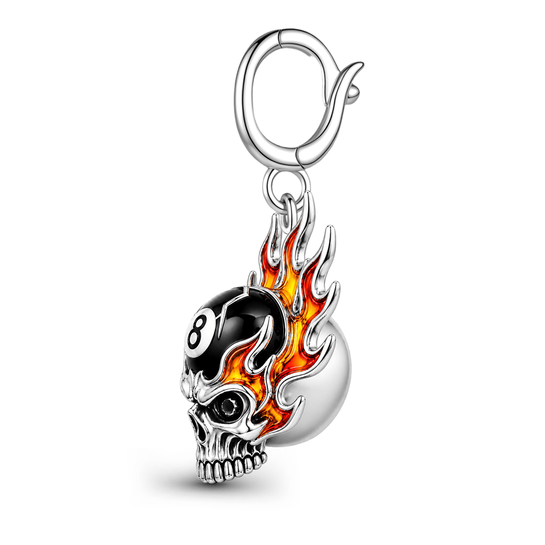 Gnoce Punk Halloween Flame Billiard Skull Clasp Dangle Charm Glow-in-the-dark Black Gold-plated Silver Blend_6