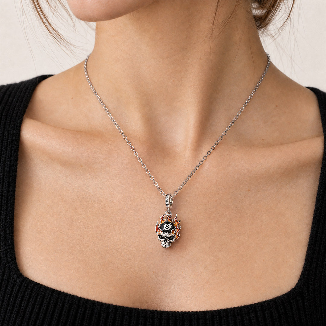 Gnoce Punk Halloween Flame Billiard Skull Clasp Dangle Charm Glow-in-the-dark Black Gold-plated Silver Blend_3