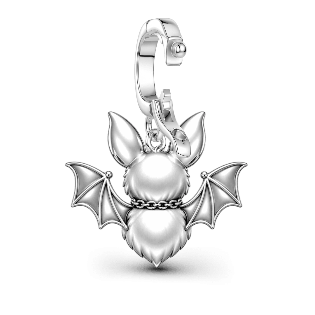 Gnoce Punk Halloween Variant Bat Clasp Dangle Charm Platinum-plated Silver Blend_5