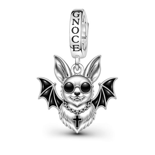 Gnoce Punk Halloween Variant Bat Clasp Dangle Charm Platinum-plated Silver Blend_1