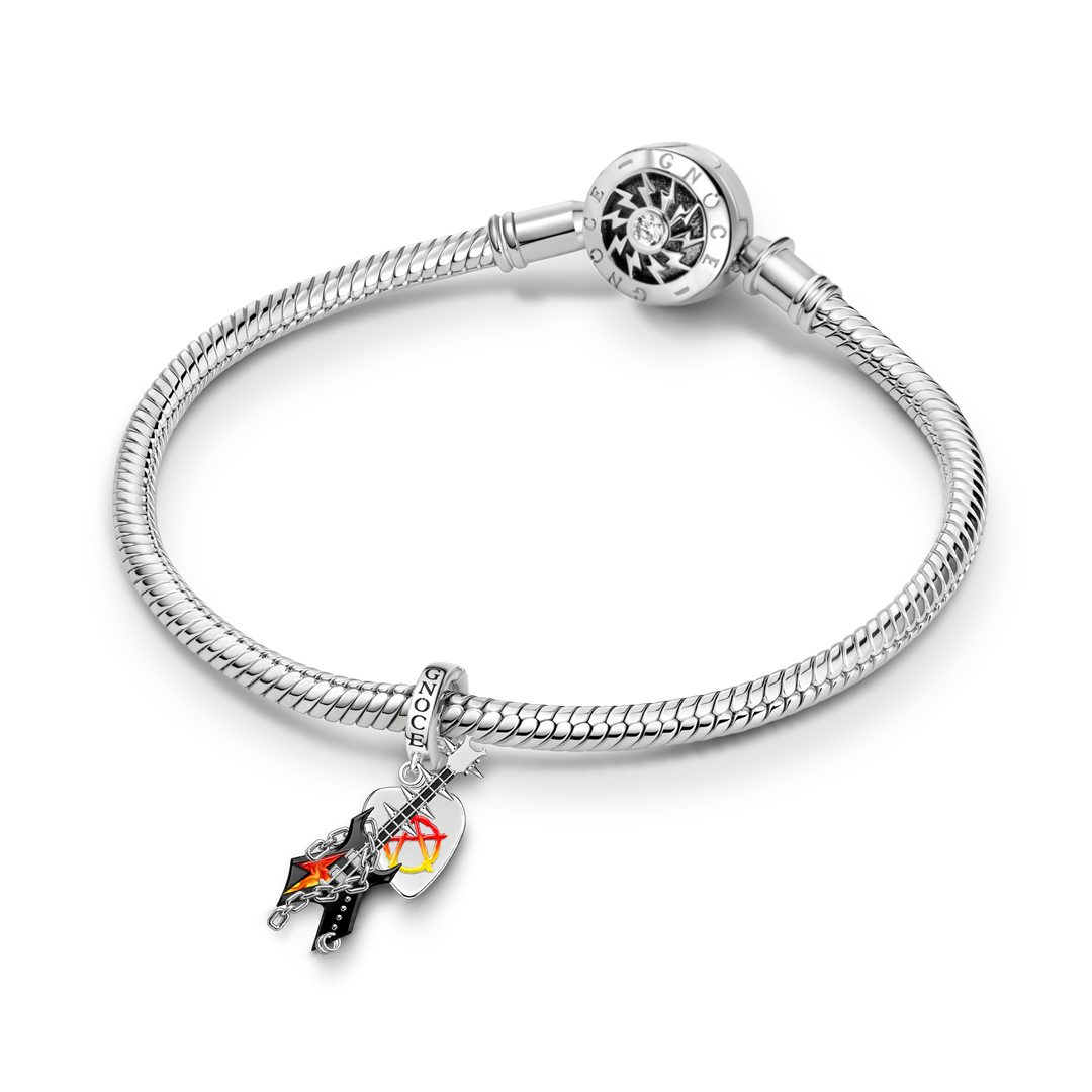 Gnoce British Punk Series Guitar Clasp Dangle Charm Glow-in-the-dark Black Gold-plated Silver Blend_4