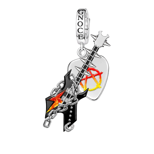 Gnoce British Punk Series Guitar Clasp Dangle Charm Glow-in-the-dark Black Gold-plated Silver Blend_1