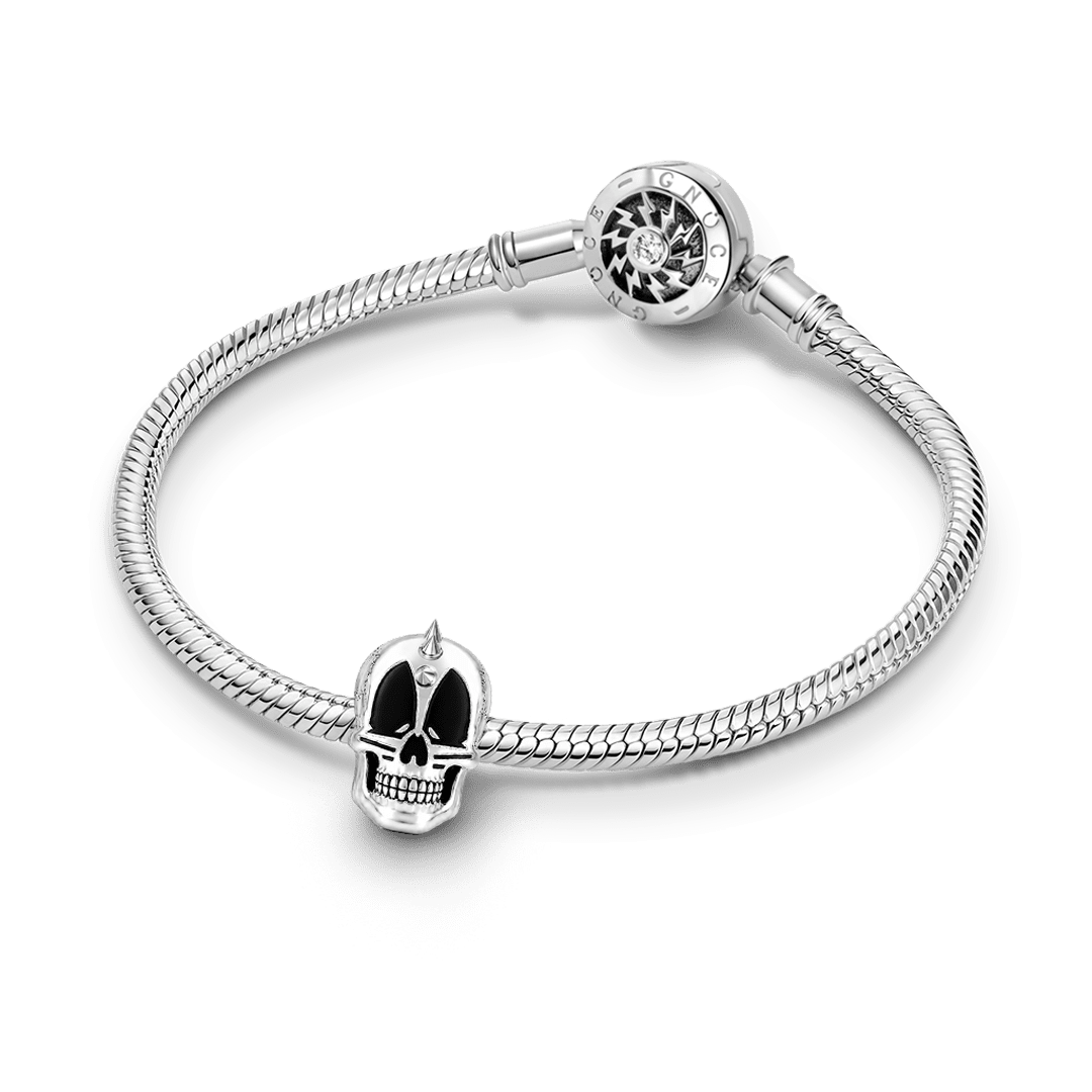 Gnoce Halloween Punk Skull Bead Glow-in-the-dark Platinum-plated Silver Blend_4