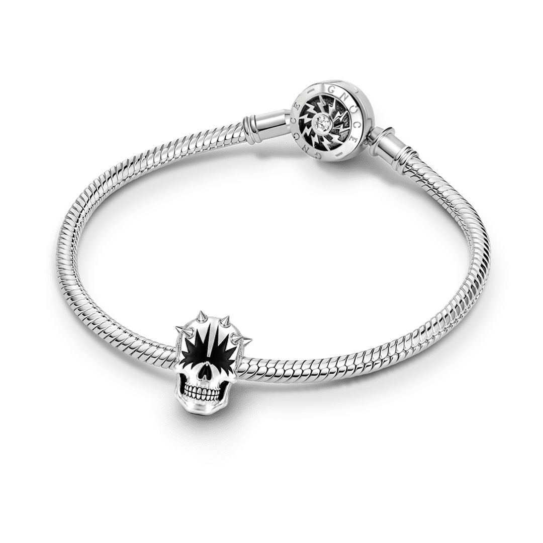 Gnoce Punk Series Spiky Star Eyed Spiked Skull Bead Glow-in-the-dark Halloween Platinum-plated Silver Blend_4