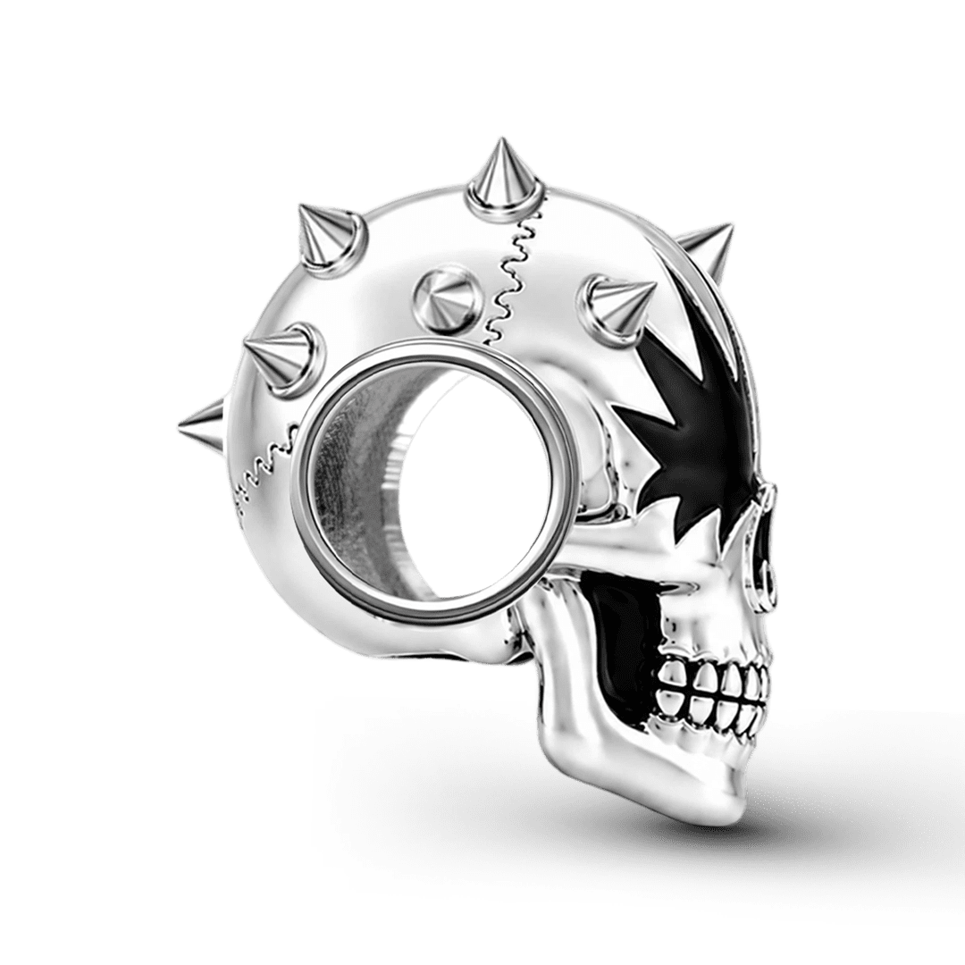 Gnoce Punk Series Spiky Star Eyed Spiked Skull Bead Glow-in-the-dark Halloween Platinum-plated Silver Blend_6