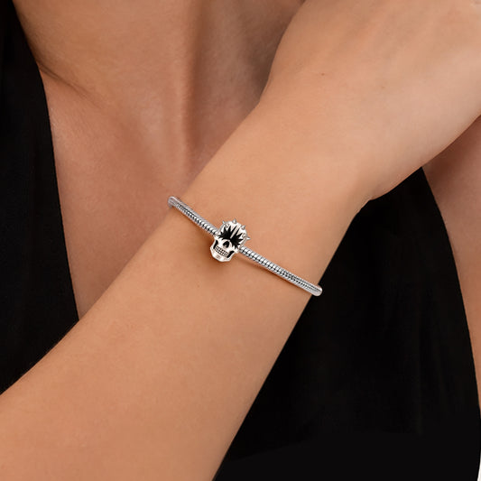 Gnoce Halloween Punk Spiky Star Eyed Spiked Skull Bead Glow-in-the-dark Platinum-plated Silver Blend_3