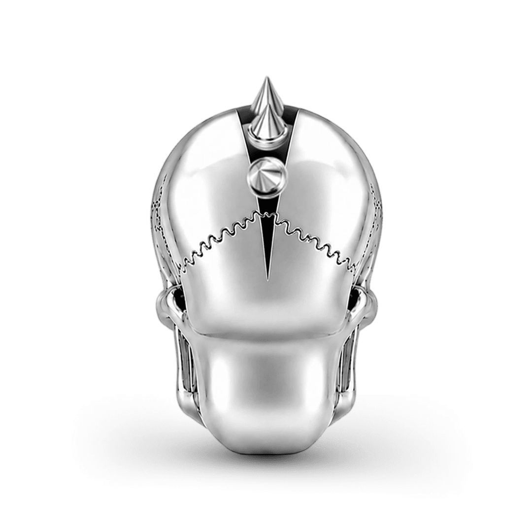 Gnoce Halloween Punk Flame Eyed Spiked Skull Bead Glow-in-the-dark Platinum-plated Silver Blend_7