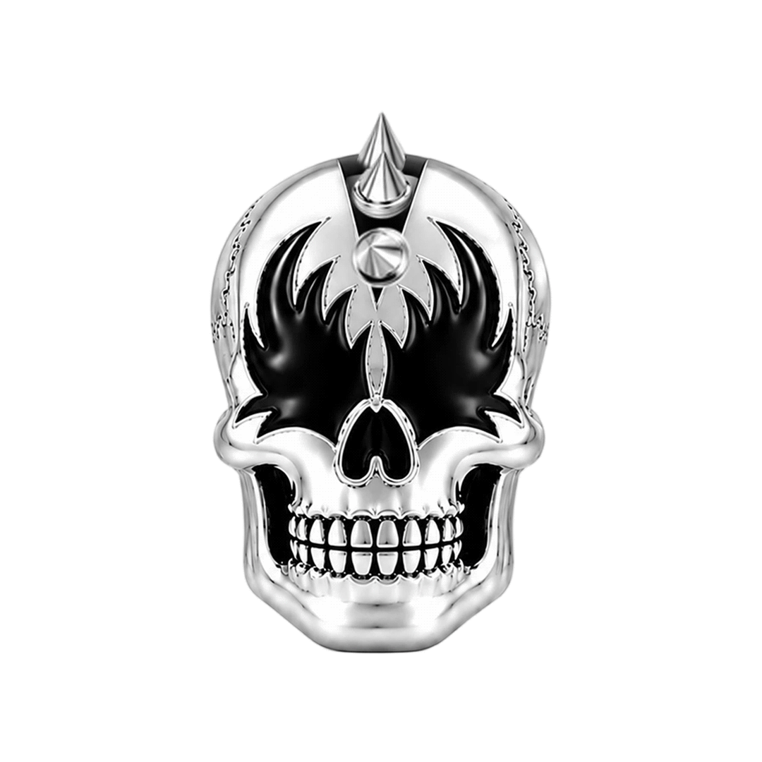 Gnoce Halloween Punk Flame Eyed Spiked Skull Bead Glow-in-the-dark Platinum-plated Silver Blend_1