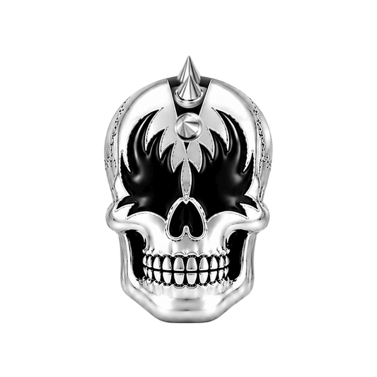 Gnoce Halloween Punk Flame Eyed Spiked Skull Bead Glow-in-the-dark Platinum-plated Silver Blend_1
