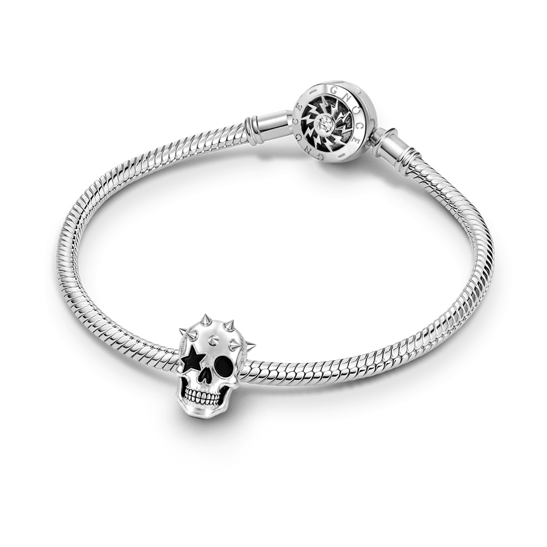 Gnoce Halloween Punk Kiss Band Catman Skull Bead Glow-in-the-dark Platinum-plated Silver Blend_4