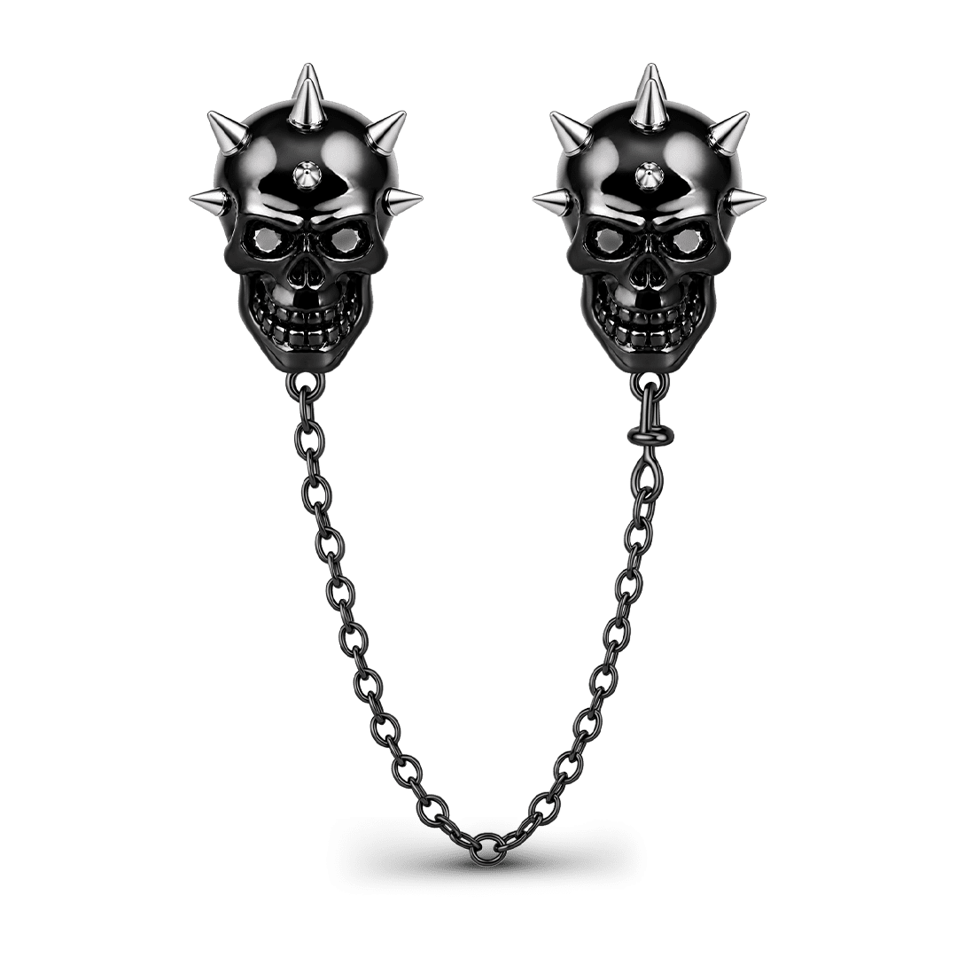 Gnoce Halloween Punk Series Spiked Skull Safety Chain Black Gold-plated Silver Blend_1