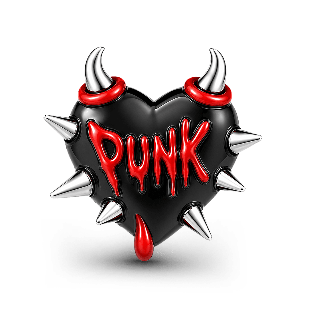 Gnoce Punk Series Devil Spiked Heart Bead Glow-in-the-dark Black Gold-plated Silver Blend_2