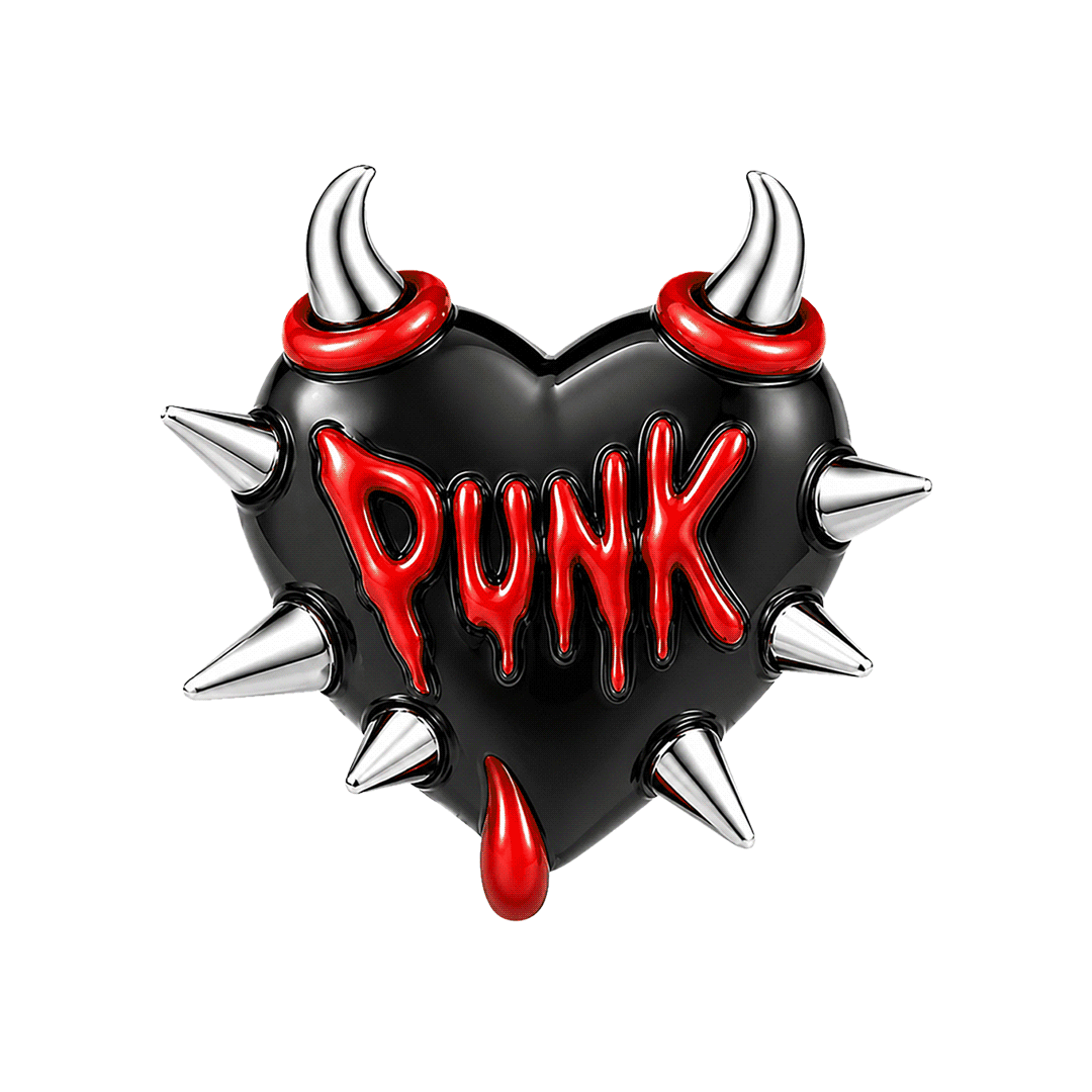 Gnoce Punk Series Devil Spiked Heart Bead Glow-in-the-dark Black Gold-plated Silver Blend_1