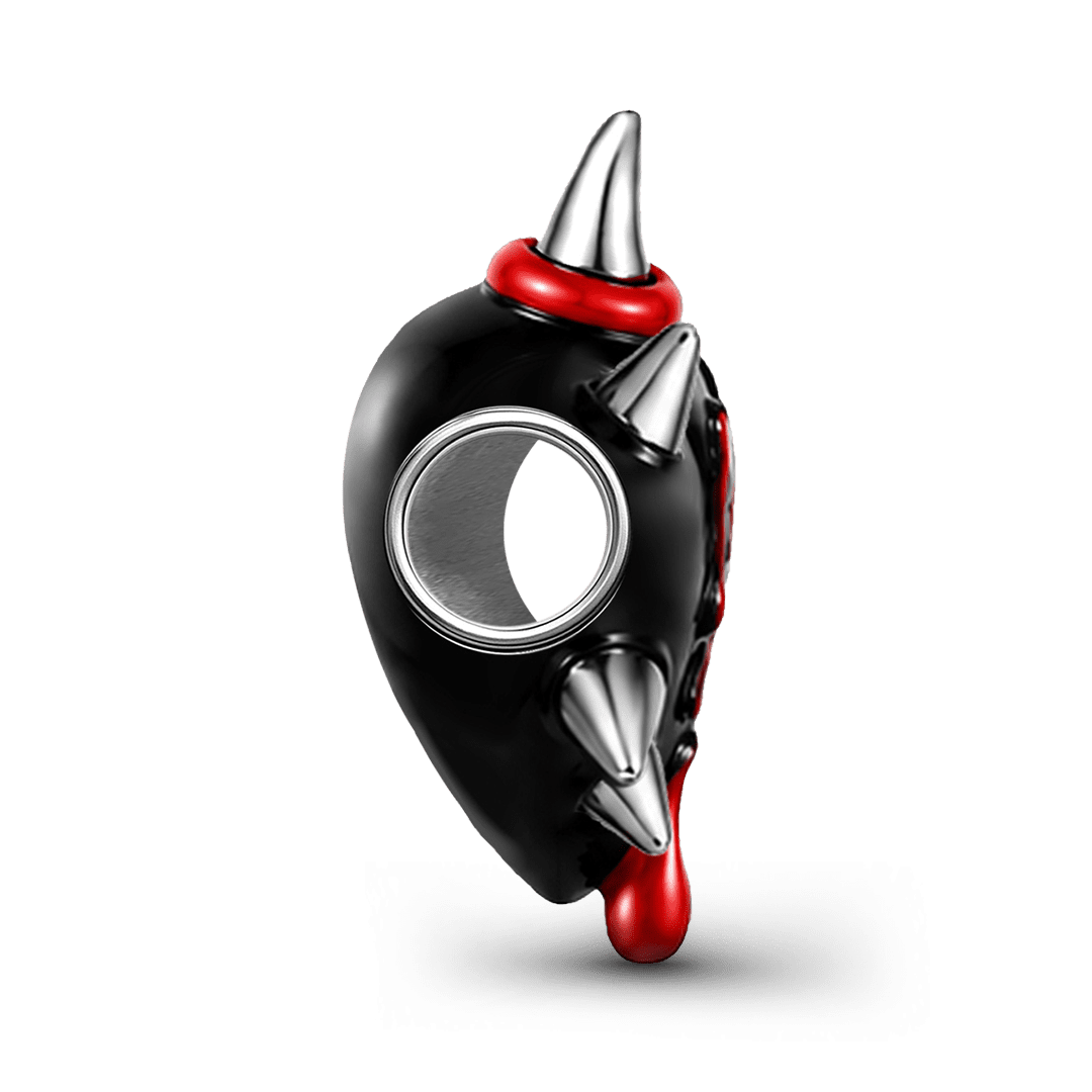 Gnoce Punk Series Devil Spiked Heart Bead Glow-in-the-dark Black Gold-plated Silver Blend_6