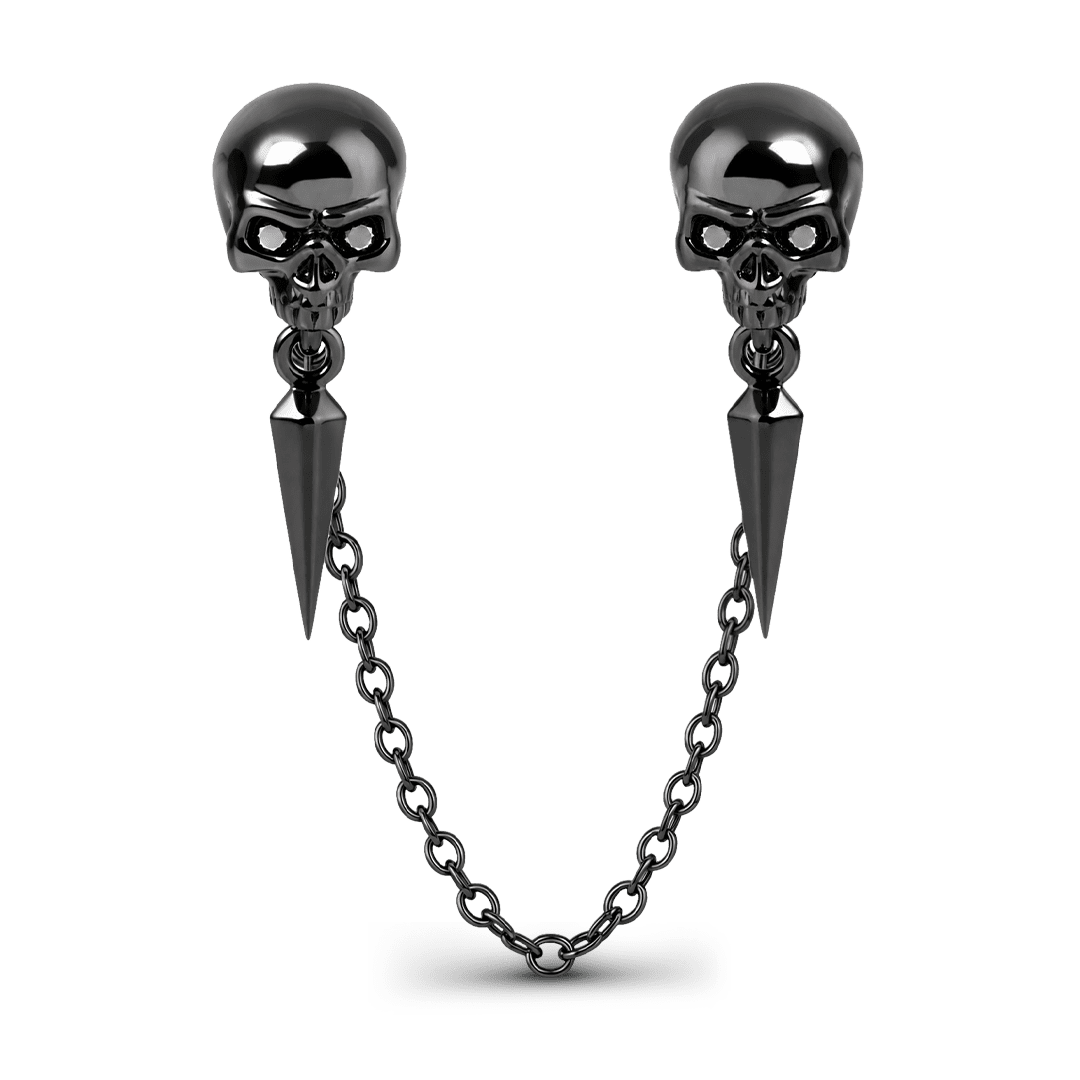 Gnoce Halloween Punk Series Black Skull Safety Chain Black Gold-plated Silver Blend_1