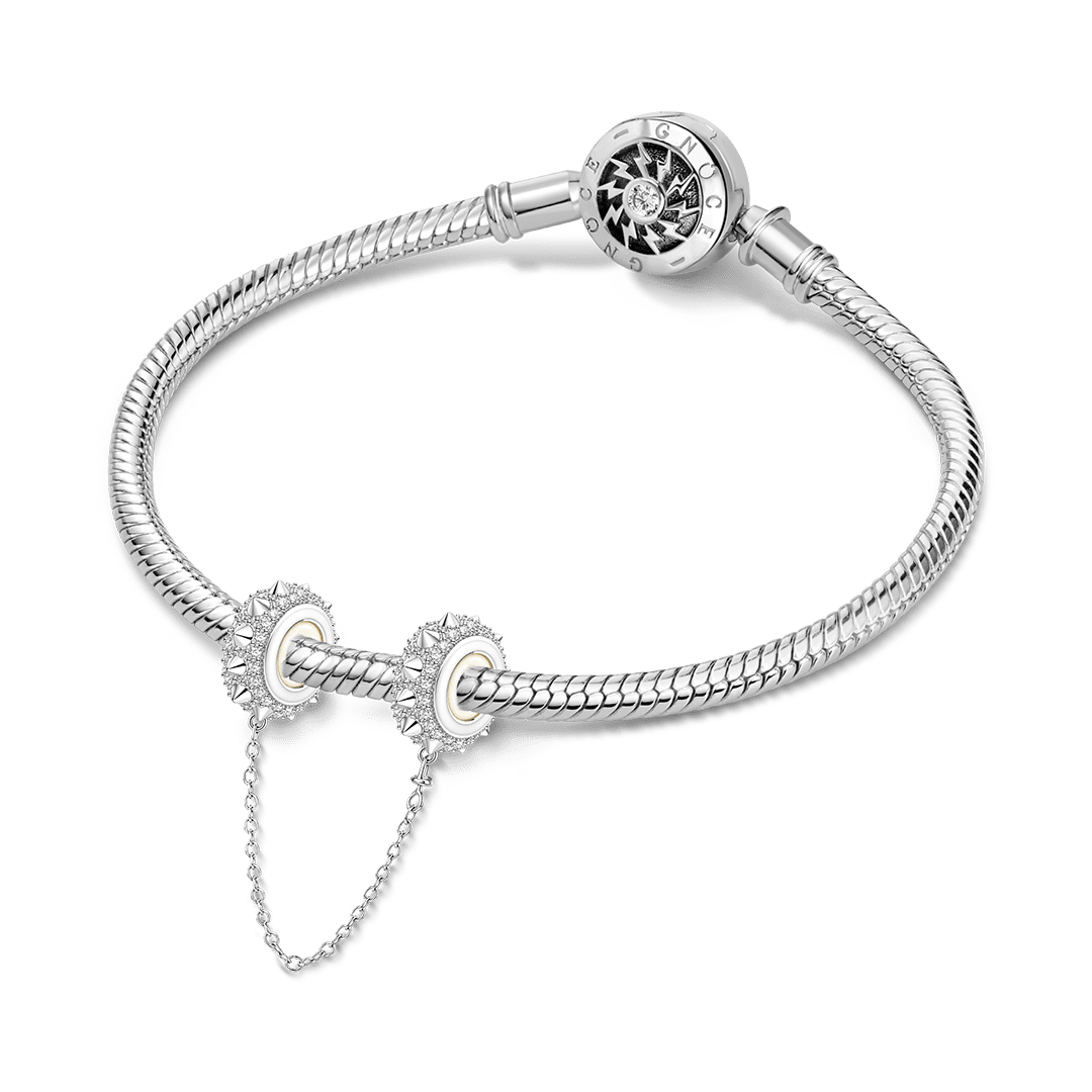 Gnoce Punk Series Silver Spiked Safety Chain Platinum-plated Silver Blend_3