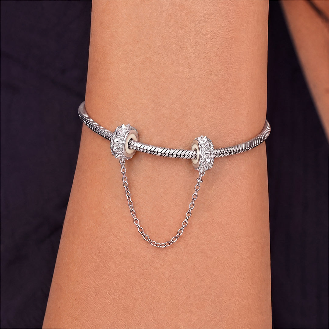Gnoce Punk Series Silver Spiked Safety Chain Platinum-plated Silver Blend_2
