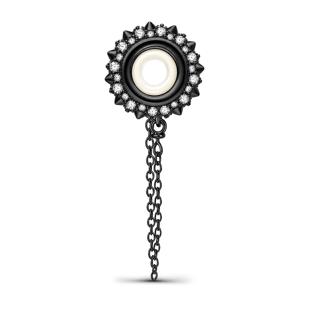Gnoce Punk Series Black Spiked Safety Chain Black Gold-plated Silver Blend_5