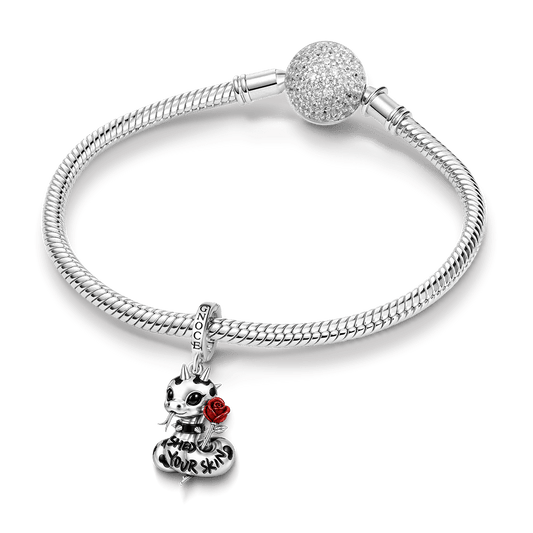 Gnoce Punk Glow‑in‑the‑dark Seductive Snake Rebel Clasp Dangle Charm Platinum‑plated Silver Blend_4