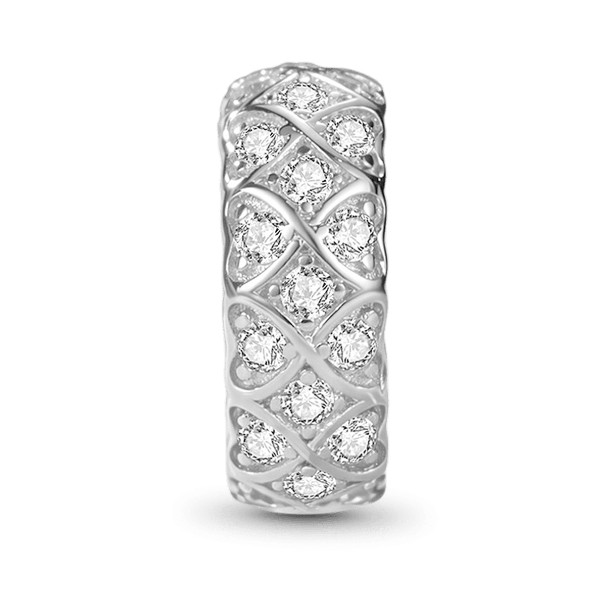 Gnoce 925 Silver Heart Lattice Spacer Bead Charm_1