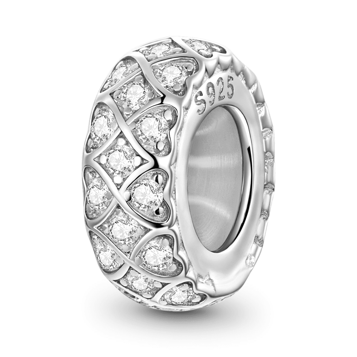 Gnoce 925 Silver Heart Lattice Spacer Bead Charm_3