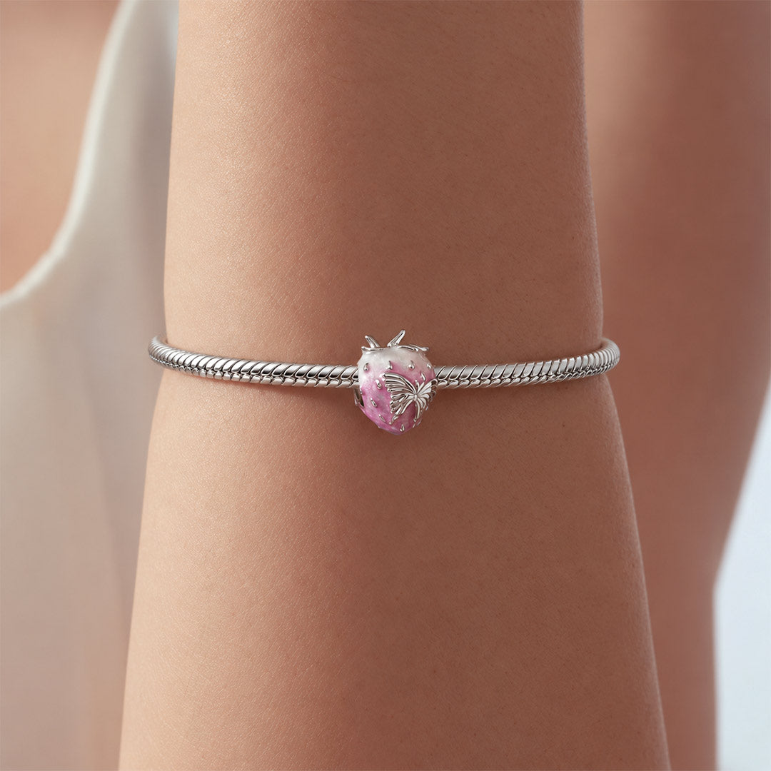 Gnoce Gradient Pink Strawberry Butterfly Charm_2