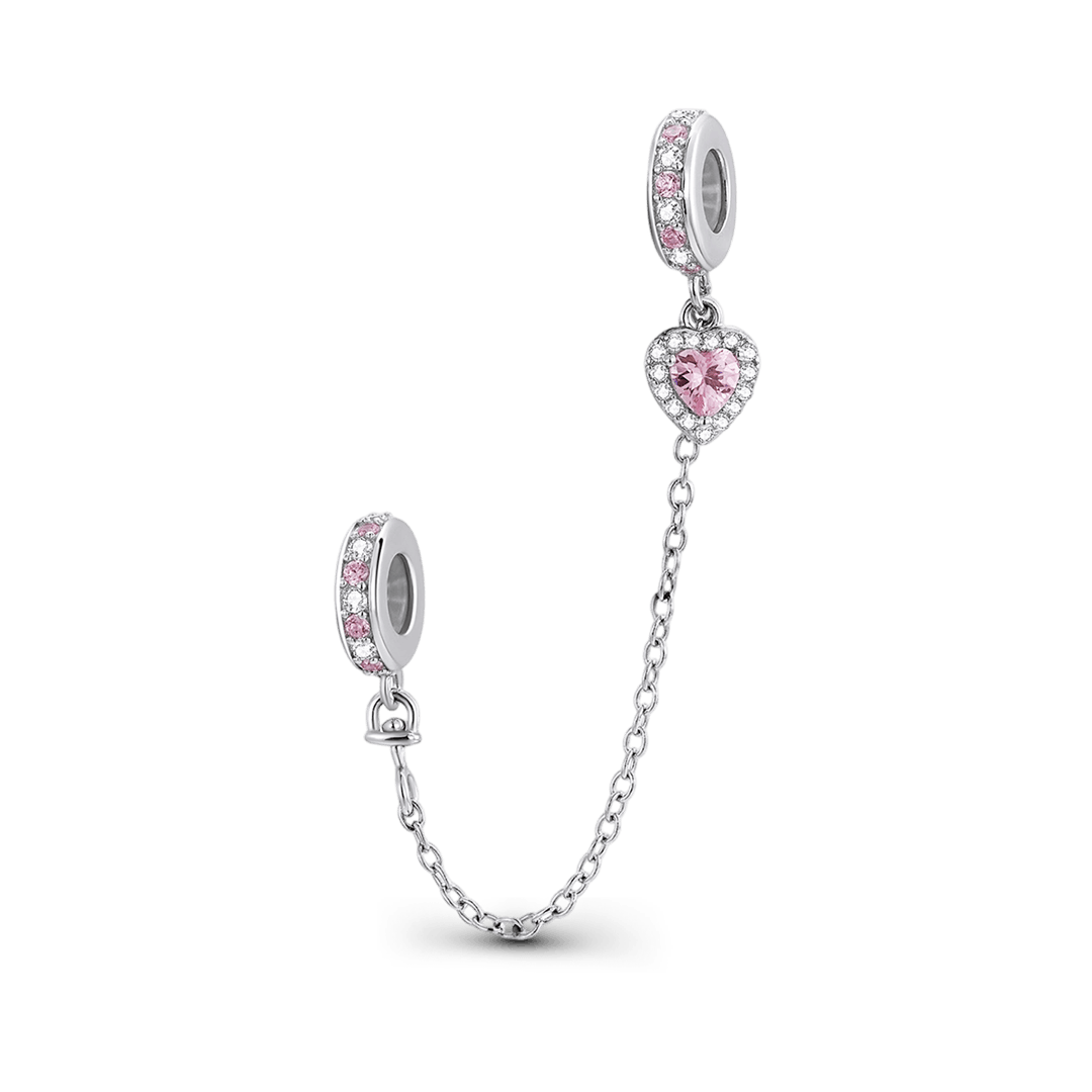 Gnoce Pink Heart Pattern Safety Chain Charm_1