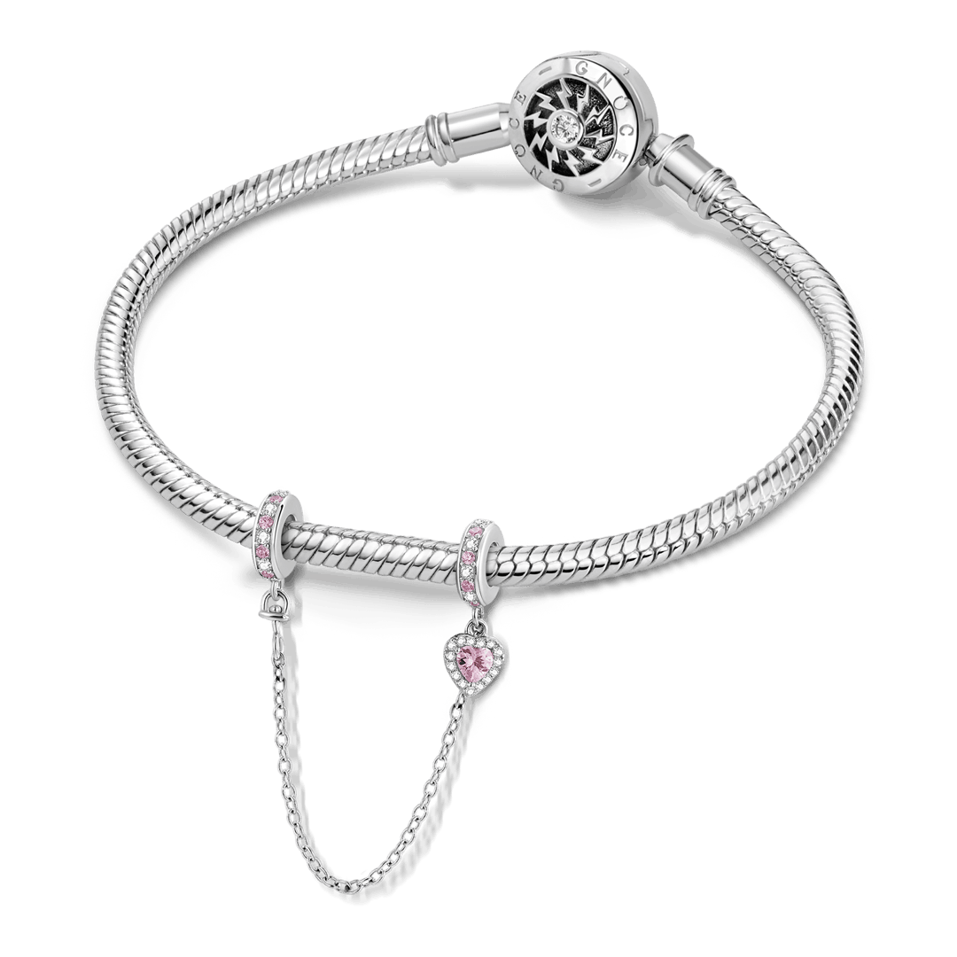 Gnoce Pink Heart Pattern Safety Chain Charm_4