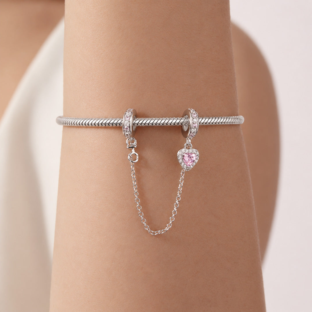 Gnoce Pink Heart Pattern Safety Chain Charm_2