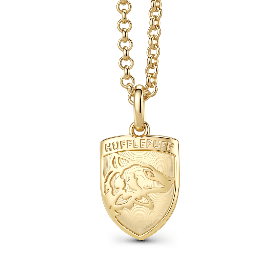 Gnoce Harry Potter Hufflepuff House Crest Badger Gold‑Tone Pendant Necklace_1