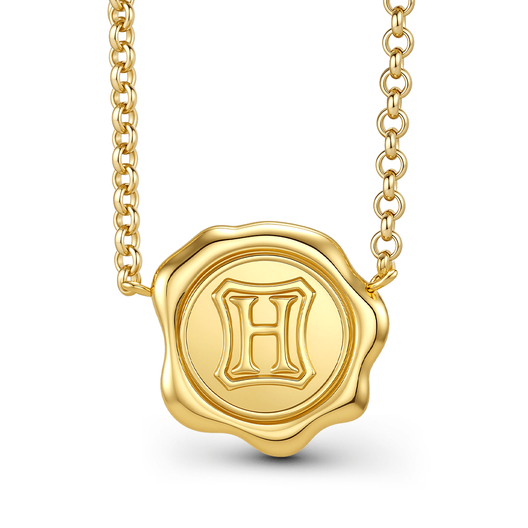 Gnoce Harry Potter Hogwarts H Wax Seal Gold‑Tone Necklace_1