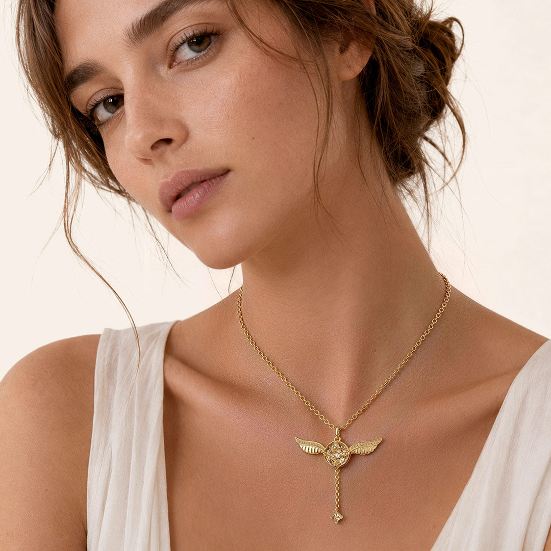 Gnoce Harry Potter Movable Wings Golden Snitch Necklace_4