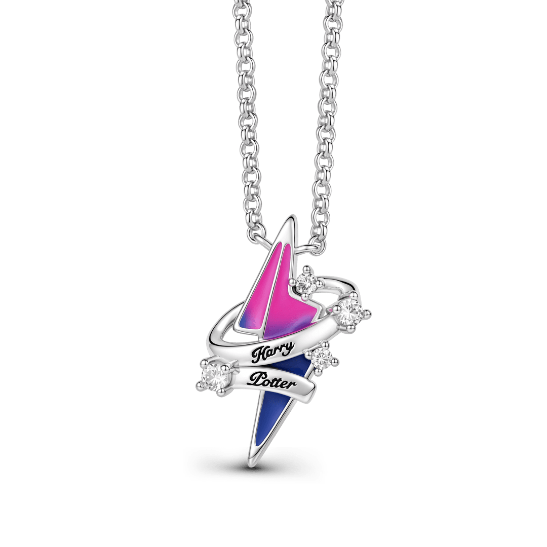 Gnoce Harry Potter Glow‑in‑the‑Dark Lightning Bolt Gradient Ribbon Necklace_1