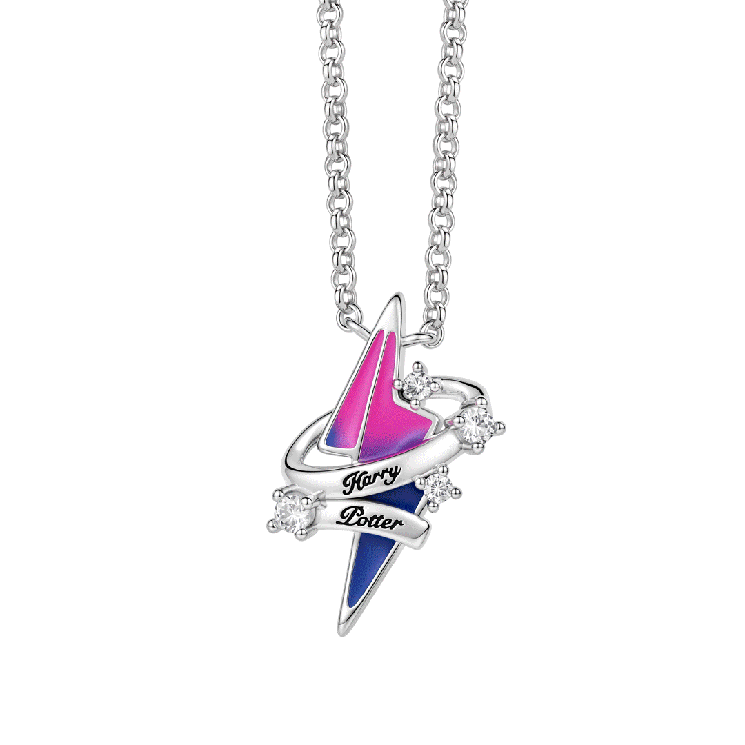 Gnoce Harry Potter Glow‑in‑the‑Dark Lightning Bolt Gradient Ribbon Necklace_2