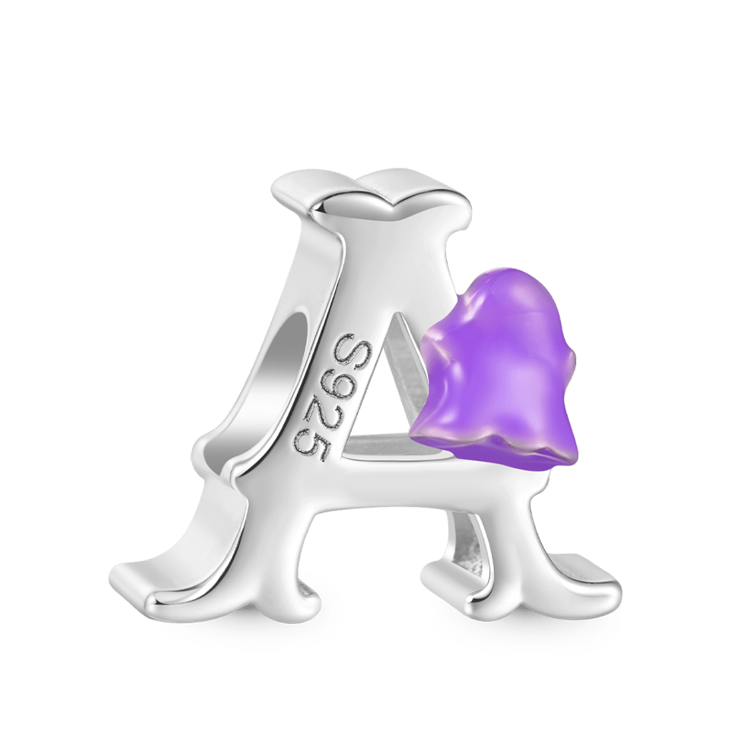 Gnoce Simple Initial Letters Charm Platinum-plated Silver Blend_4