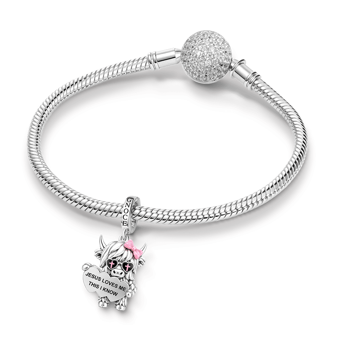 Gnoce Religious Series Highland Cow Clasp Dangle Charm Platinum-plated Silver Blend_3
