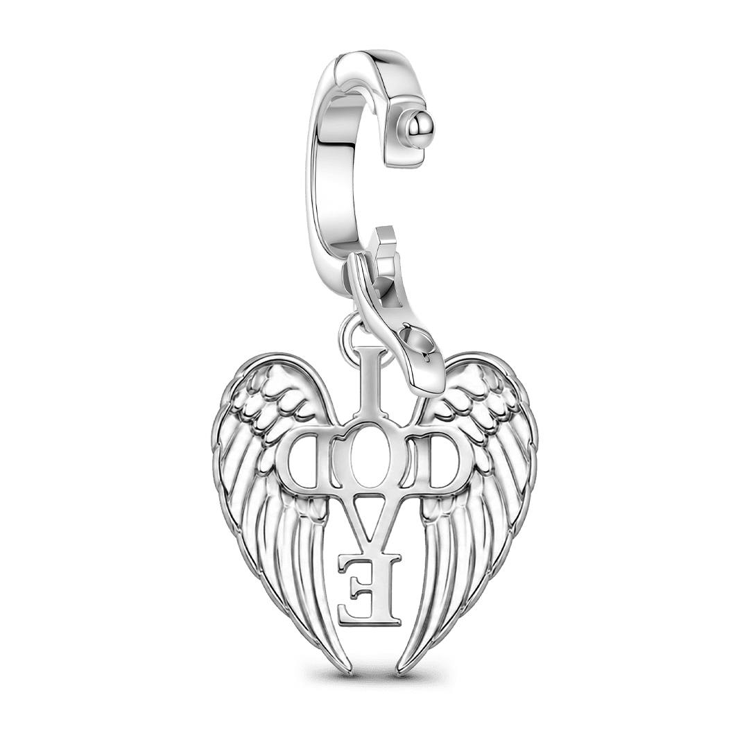 Gnoce Religious Series Love God Wings Clasp Dangle Charm Platinum-plated Silver Blend_7